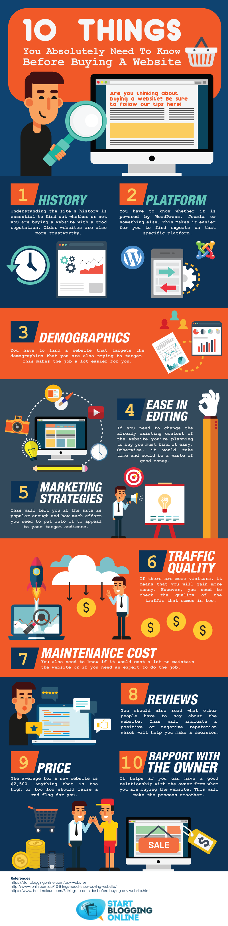 10 Things You Absolutely Need To Know About Buying A Website infographic